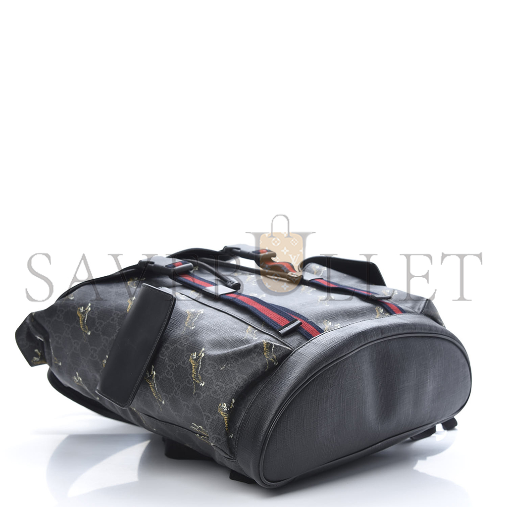 Gvc*1 gg svp*me monogram tigers double buckle backpack black (43*34*10cm)